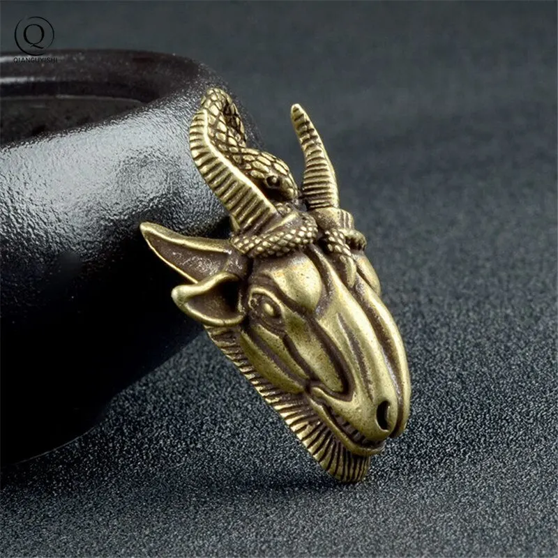 Chinese Collection old Asian Antiques pure brass Antelope head Small Statues