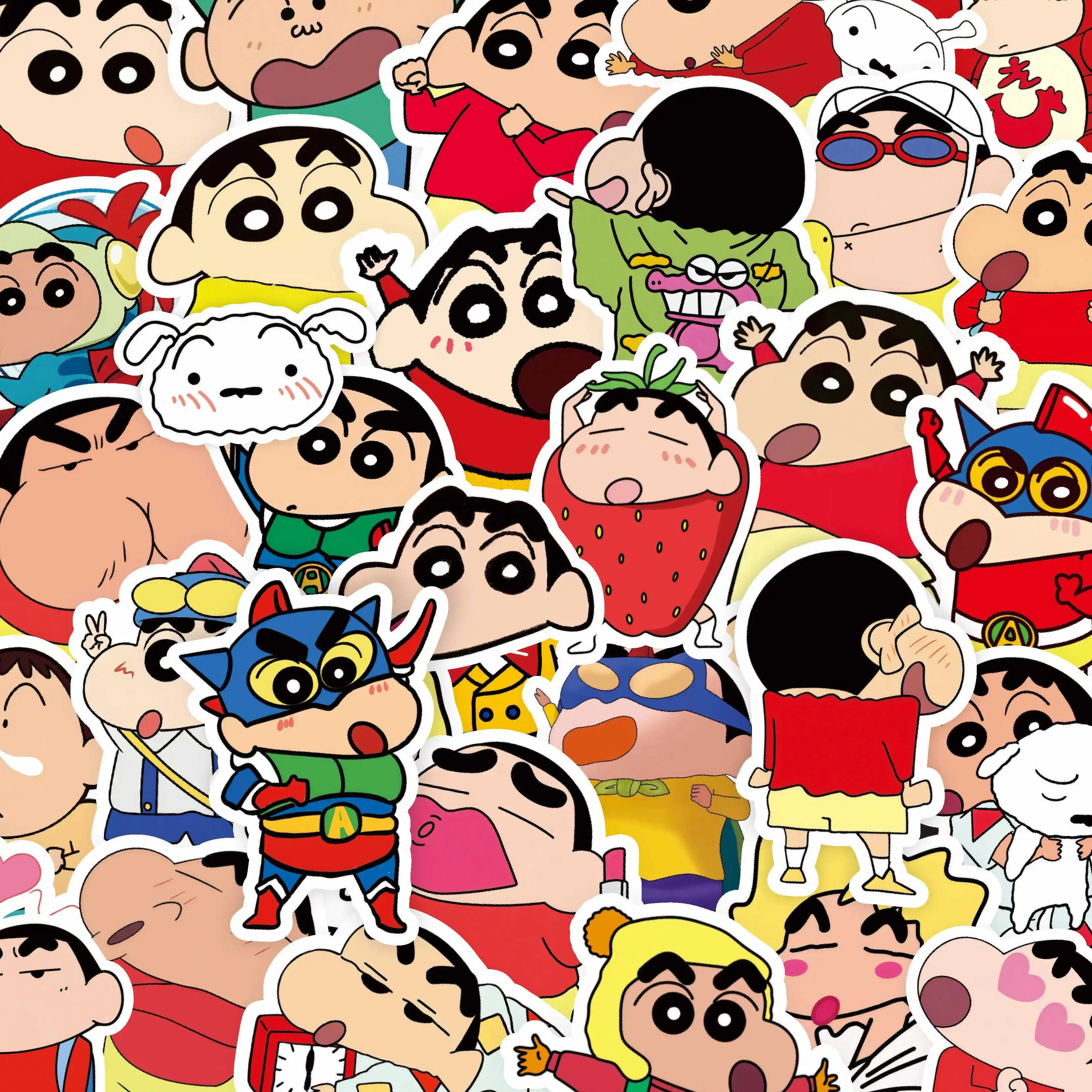 100pcs Anime Crayon Shin Chan Cartoon Stickers DIY Skateboard Car  Phone Cute Stickers Pack Laptop Graffiti Sticker Kids Toys