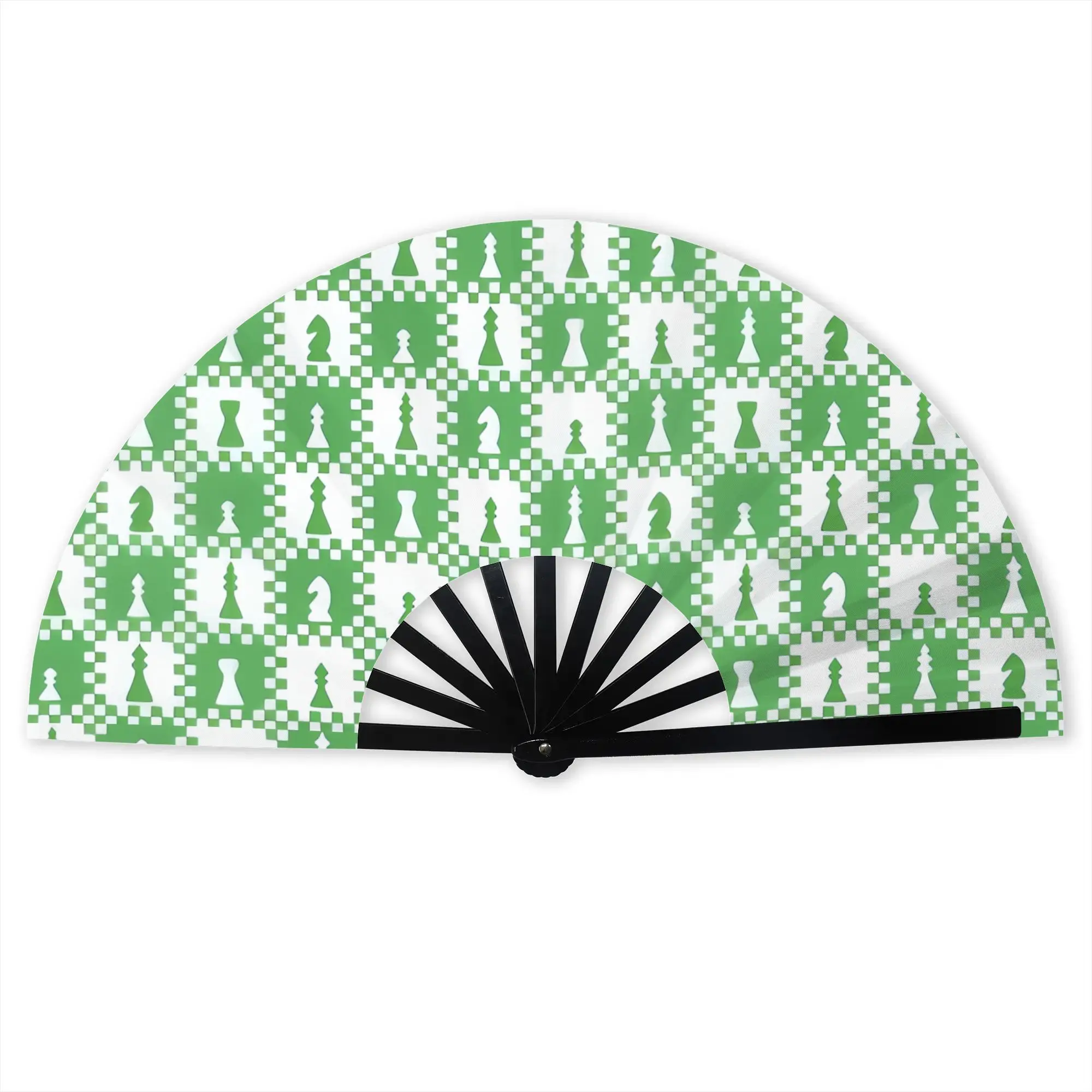 Pieces on Checkerboard in Green and White Hand Fan Promotional Gift Wedding  Durable Folding Fans Novelty Bulk Pack Fan