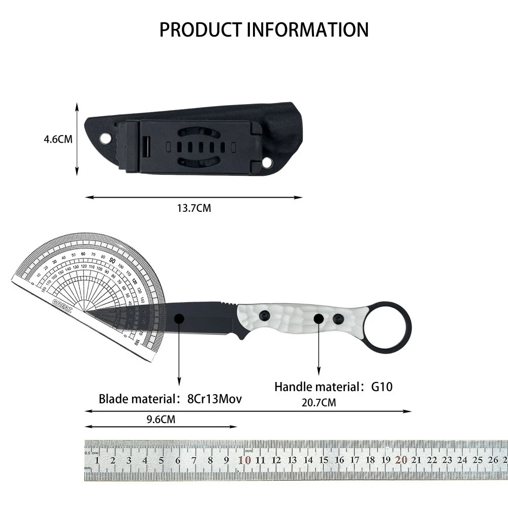في الهواء الطلق التكتيكية الصيد مستقيم سكين البرية بقاء القتال الدفاع سكين قصير التخييم التنزه مغامرة الإنقاذ EDC سكين #6
