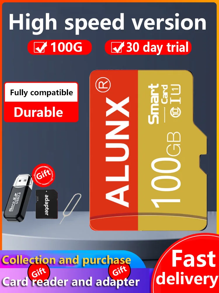 ALUNX Memory Card 128G 256G Micro TF SD Card 64GB 100GB Card Flash Class 10 Support mobile phones UAV etc card reader