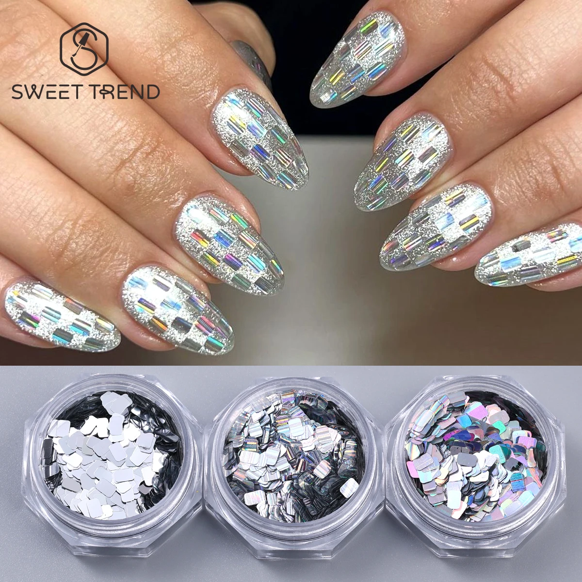 3Pcs Holographic Sq…