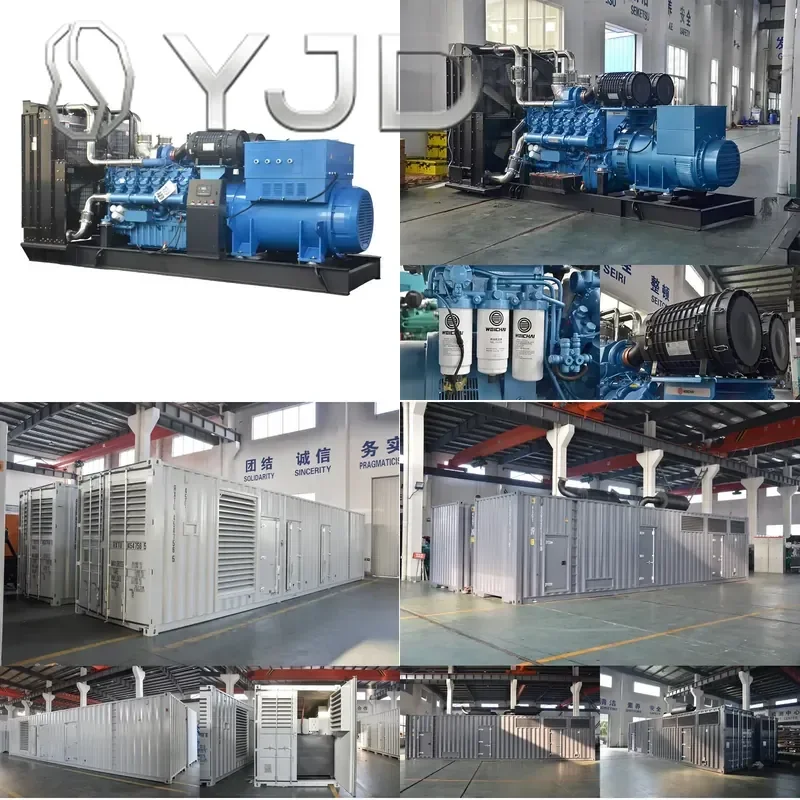 YJD Global Warranty Weichai 1100kw 1375kva Diesel Generator Open Type 60Hz Power Supplier 1 Year Remote Start Rated Voltage 230V
