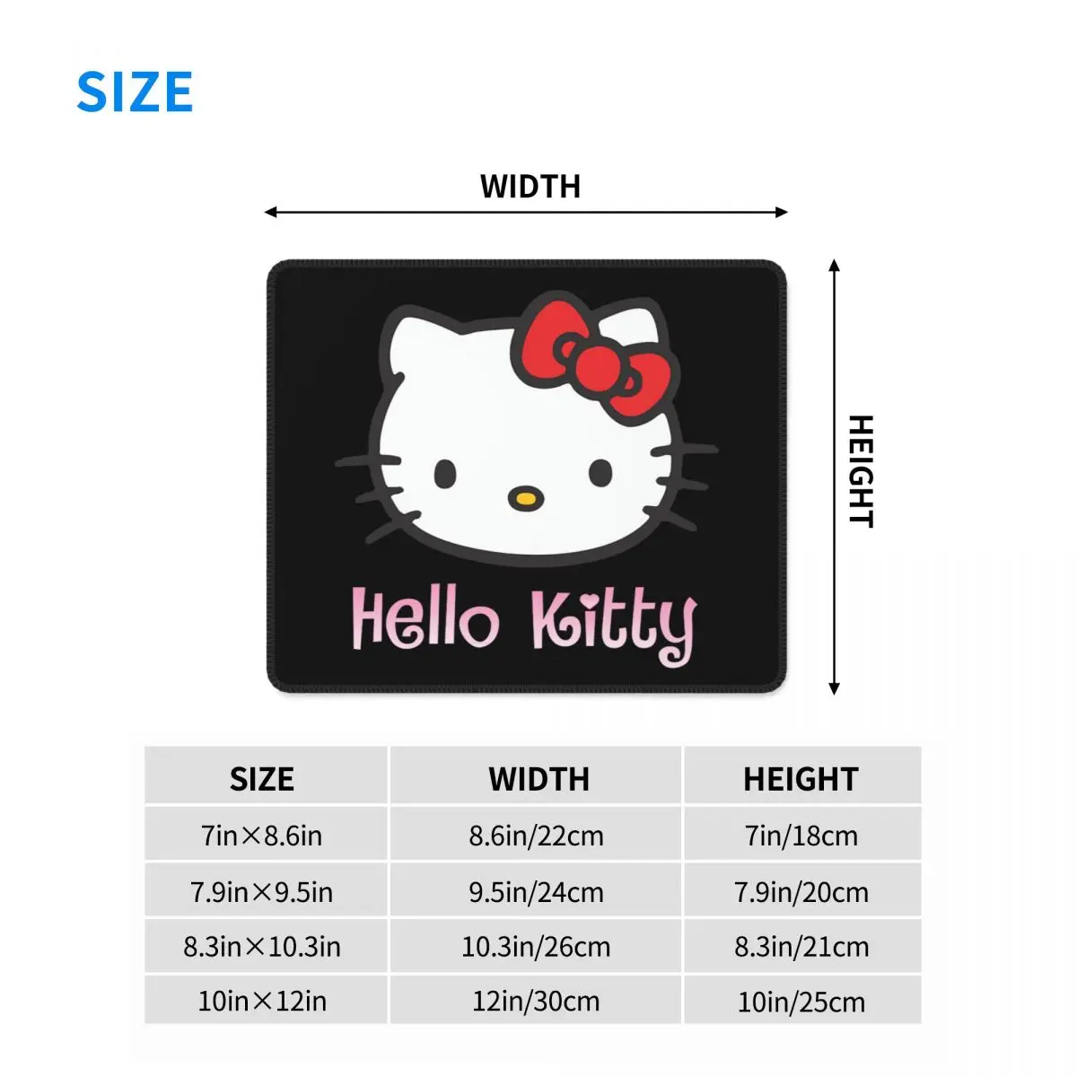 Custom Hello Kitty Mouse Pad with Locking Edge Comfortable Gaming Mousepad Anti-Slip Rubber Base Cat Cartoon Office Computer Mat