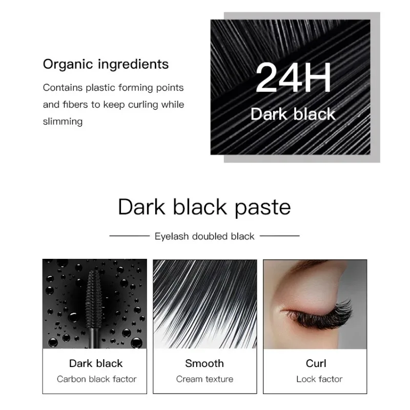 4d Natural Soft Long Eyelash Makeup Mascara Black Thick Eyelash Cosmetics Silk Fiber Mascara Waterproof and Easy to Dry