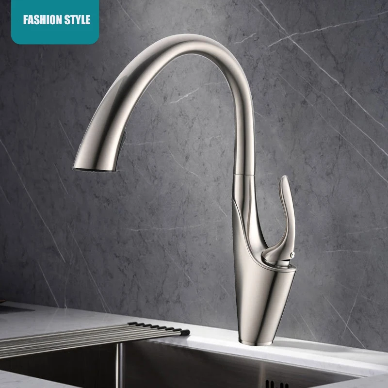 

Creative Zinc Alloy Puller Kitchen Double Vertical Rotating Basin Sink Cold And Hot Water Faucet