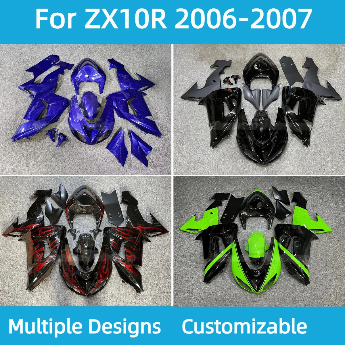 

Обтекатели Prime ZX10R 2006 2007, комплект обтекателей послепродажного обслуживания мотоцикла, комплект кузова, панель для Kawasaki ZX 10R 06 07