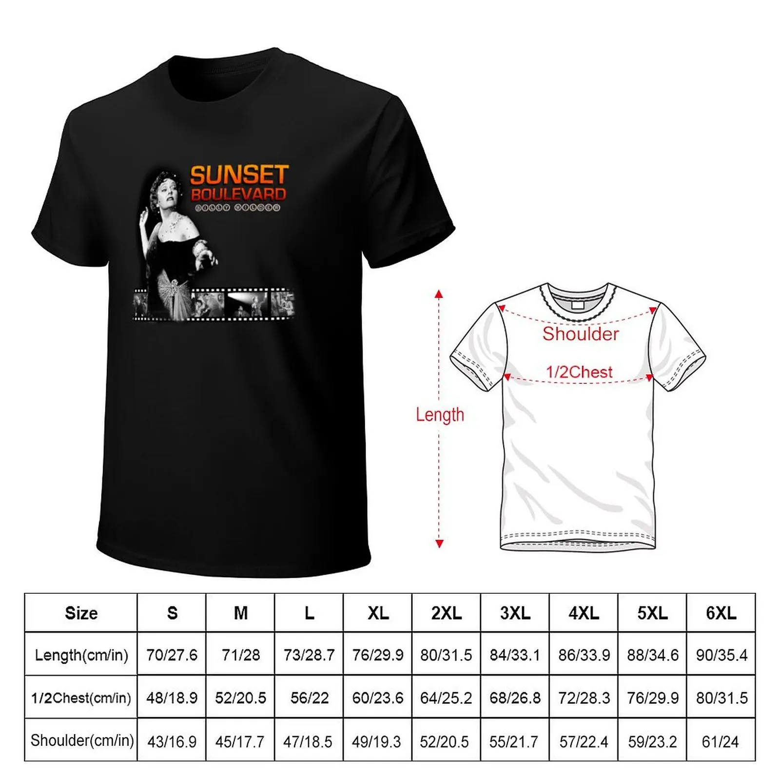 SUNSET BOULEVARD Norma Desmond Film Strip Black & White T-Shirt korean fashion plain sweat oversized t shirt men