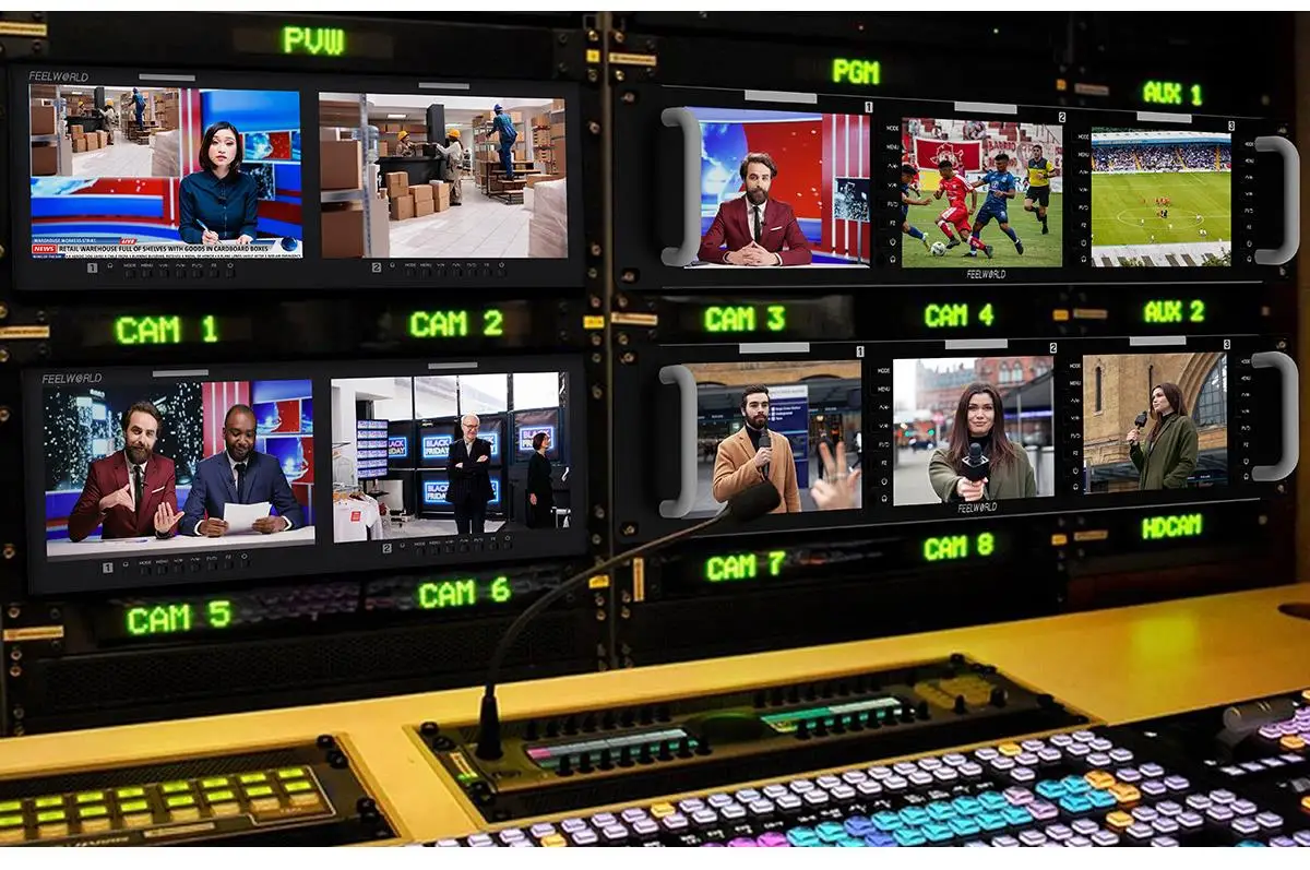 FEELWORLD D101 PLUS Dual 10.1"4RU Rackmount Monitor 4K HDMI-compatible SDI 1920x1200IPS