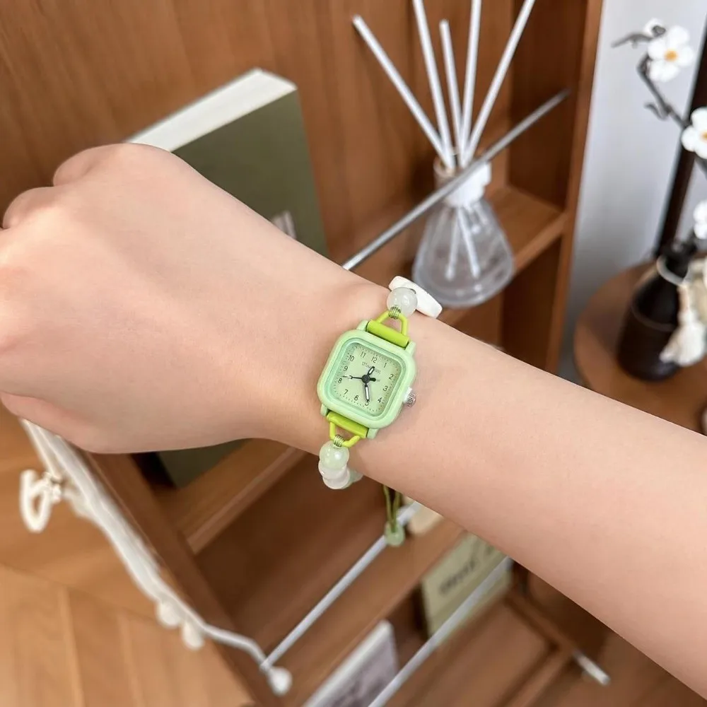 Fashion Adjustable Bracelet Watch Beaded Cartoon Cat Chain Watch Cute Quartz Watch for Women Girls