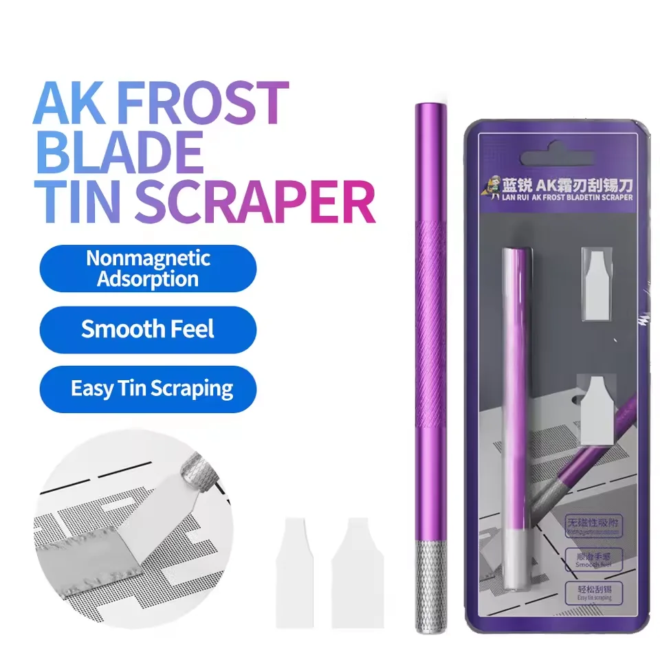 2025 LANRUI AK Frost Blade Non-magnetic Tin Scraper Mobile Phone Repair BGA CPU NAND DDR IC Chip Welding Ball Scraping Tool