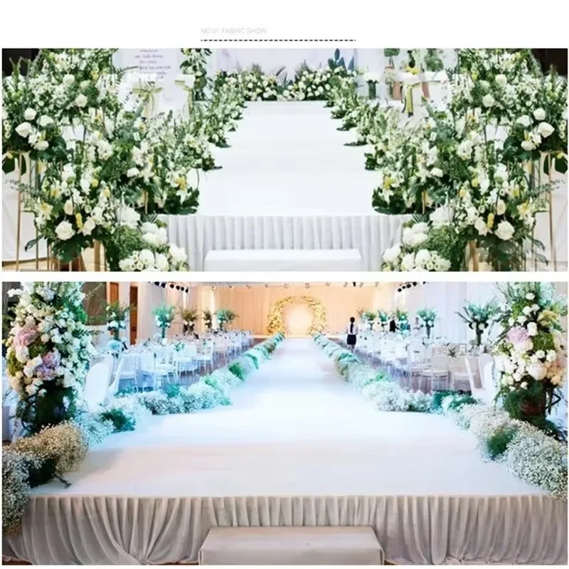 White pleated Table skirt wedding backdrop curtains table cothes for Birthday Banquet stage Silk table skirting event party