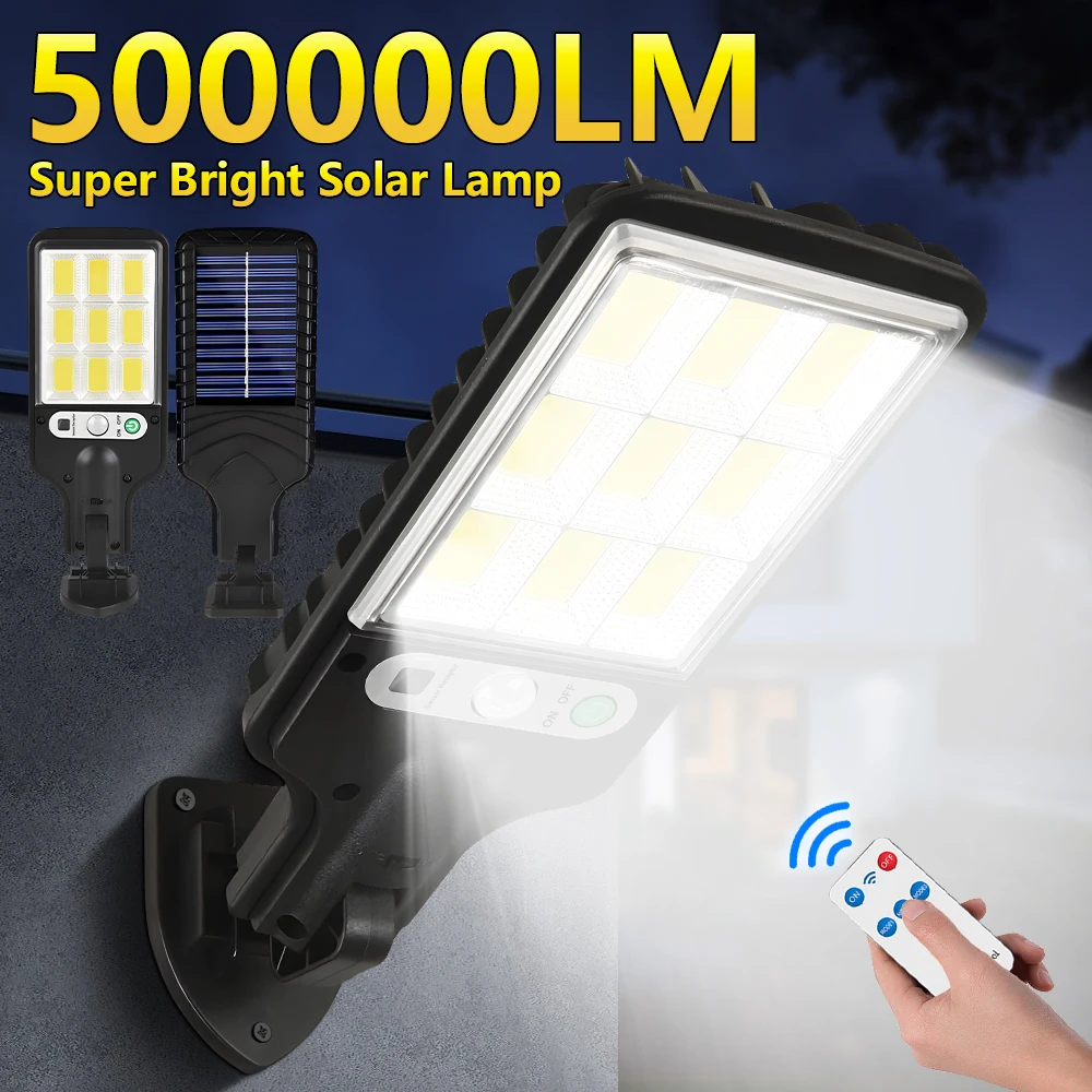 500000LM Solar Light Outdoor LED Solar Lamp Motion Sensor Street Light Waterproof Wall Light Garden Outdoor Christmas Decoration