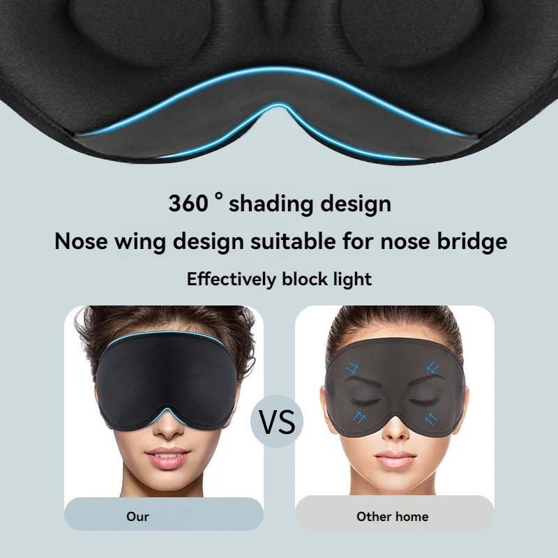 Black 3D Sleeping Eye Mask Memory Foam Shade Breathable Simple Adjustable Comfortable Comfortable No Pressure Eye Masks