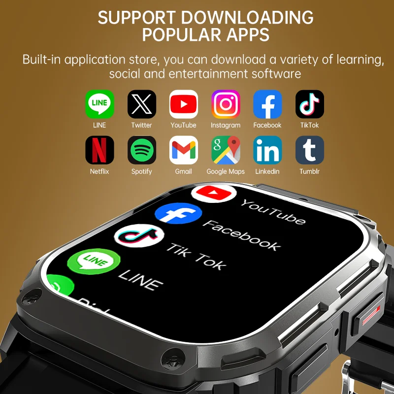 NOWOŚĆ Q80 Smart Watch 4G SIM Card 1.96inch HD Screen with GPS WIFI Front Camera Video Call Google Play 64G-ROM Android Smartwatch