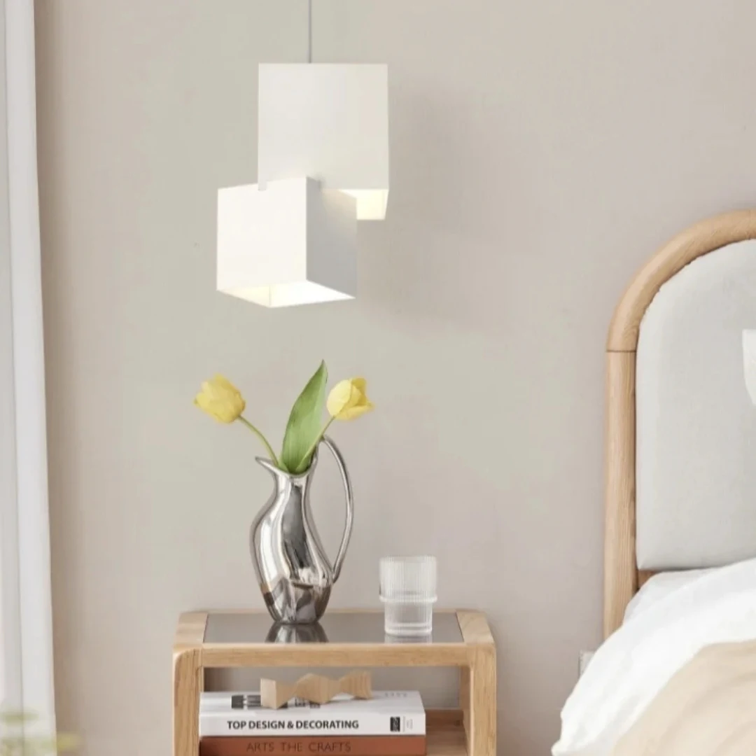 

Dining room lamp cream wind chandelier creative square body bedroom bedside lamp simple modern room table lamp Pendant light