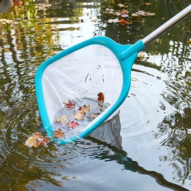 3 Sections Aluminum Alloy Pole Pool Leaf Skimmer Net Lightweight Debris Leaves Cleaning Tool For Swimming Pool Maintenance