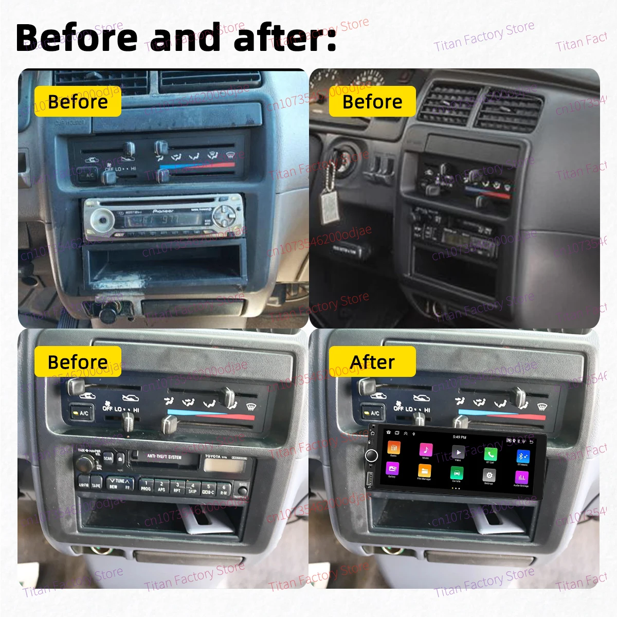 1 Din Car Radio Android for Toyota T100 1995-1998 6.86