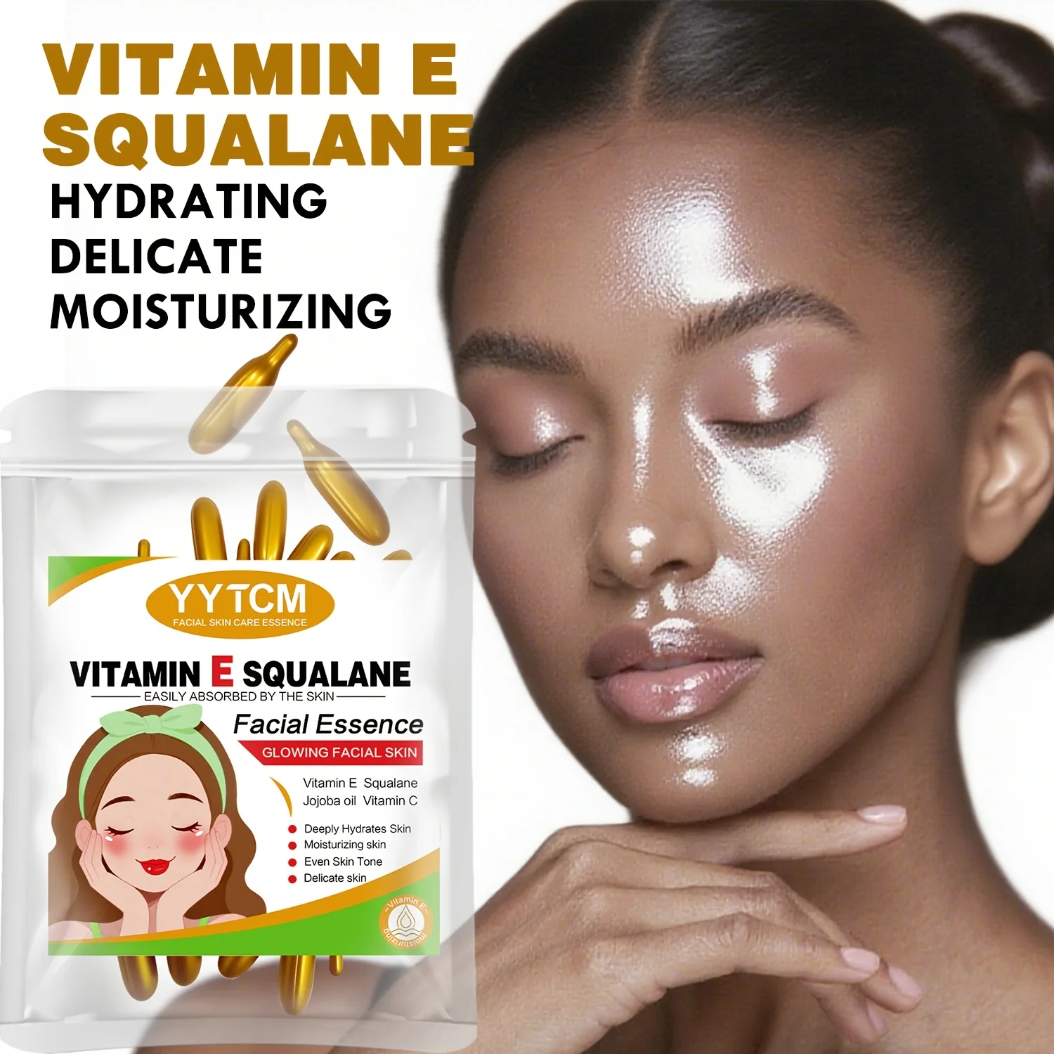 Vitamin E Deep Hidratante Cápsula Essência — Hidratação Profunda + Clareamento para Pele Radiante (0,4g x 30 c