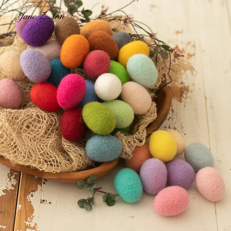 

Hand-made colroful Easter egg well felt decorative props for studio shooting 6pcs/set