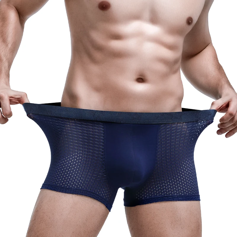 Herrenunterwäsche Trendmarke Boxershorts Eisseide ultradünne Sommershorts atmungsaktive Persönlichkeit Trend Sommer Boxershorts Kopf