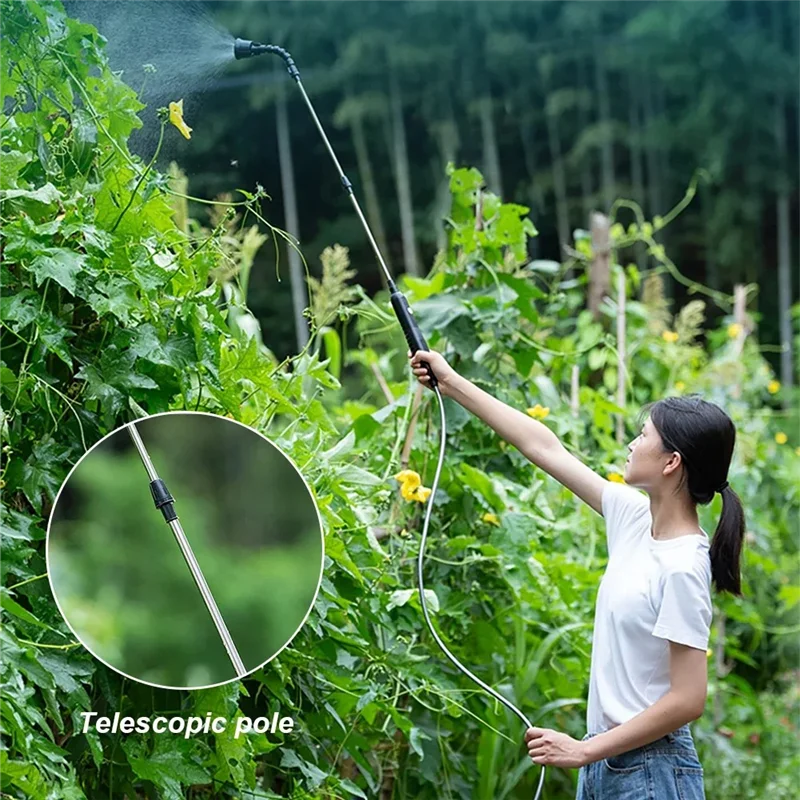 A19Q-電動噴霧器 4 メートルパイプ付き庭の水まきスプレーガン 2 ノズル付きタイプ C/USB 伸縮式灌漑ツール