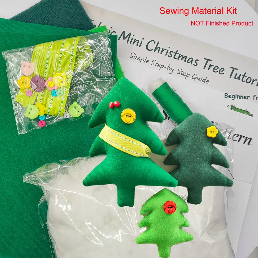 DIY Fabric Christmas Tree Sewing Material Kit,NOT Finished Item,Stuffed Xmas Tree Ornament Making Supplies with Tutorial Pattern