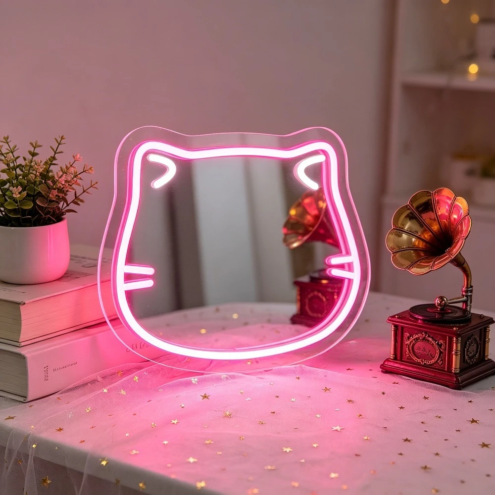 Beauty Makeup Girl Photo - Cute Cat Selfie Neon Sign LED