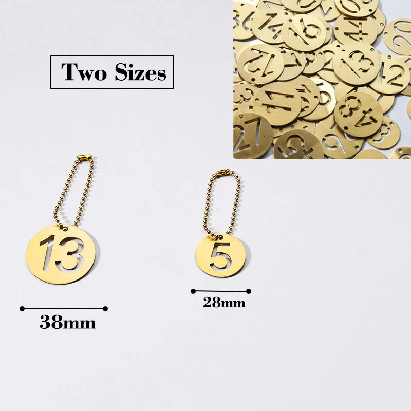 10PCS/Set Brass Number Plates Number Hangtags Labels Mark Signs Metal Number Markers For Keys Round Number Signs Tags