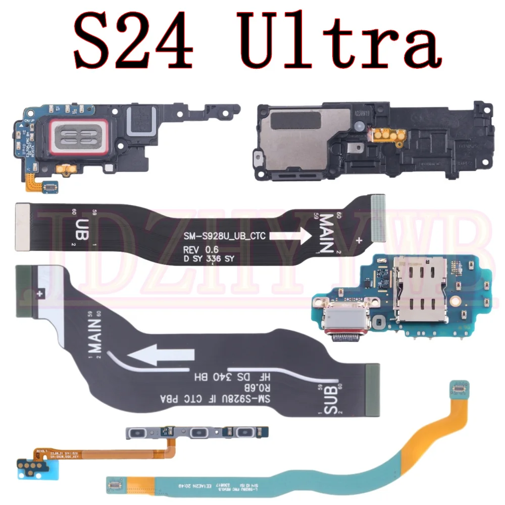 Für Samsung S24 Ultra 5G Lade Port Bord Hörer Lautsprecher Ringer Summer Power Volumen Signal LCD Motherboard Flex Kabel