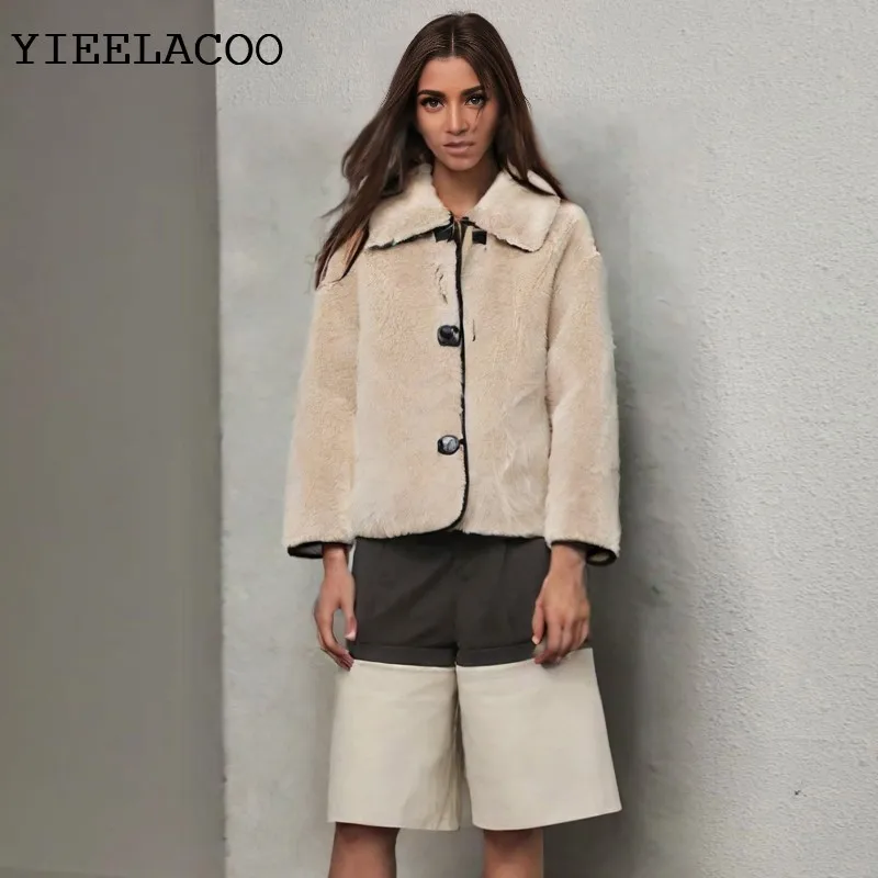 

Faux Fur women's Jacket one-piece spring / autumn coat classics Fashionable collar top, fashionable loose jacket