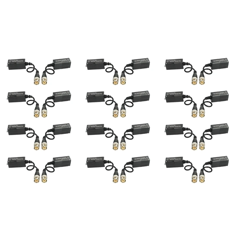 DT51 12 Pairs 24 Pieces Passive Video Balun Transceiver with Cable for 1080P TVI CVI AHD 960H DVR Camera CCTV System