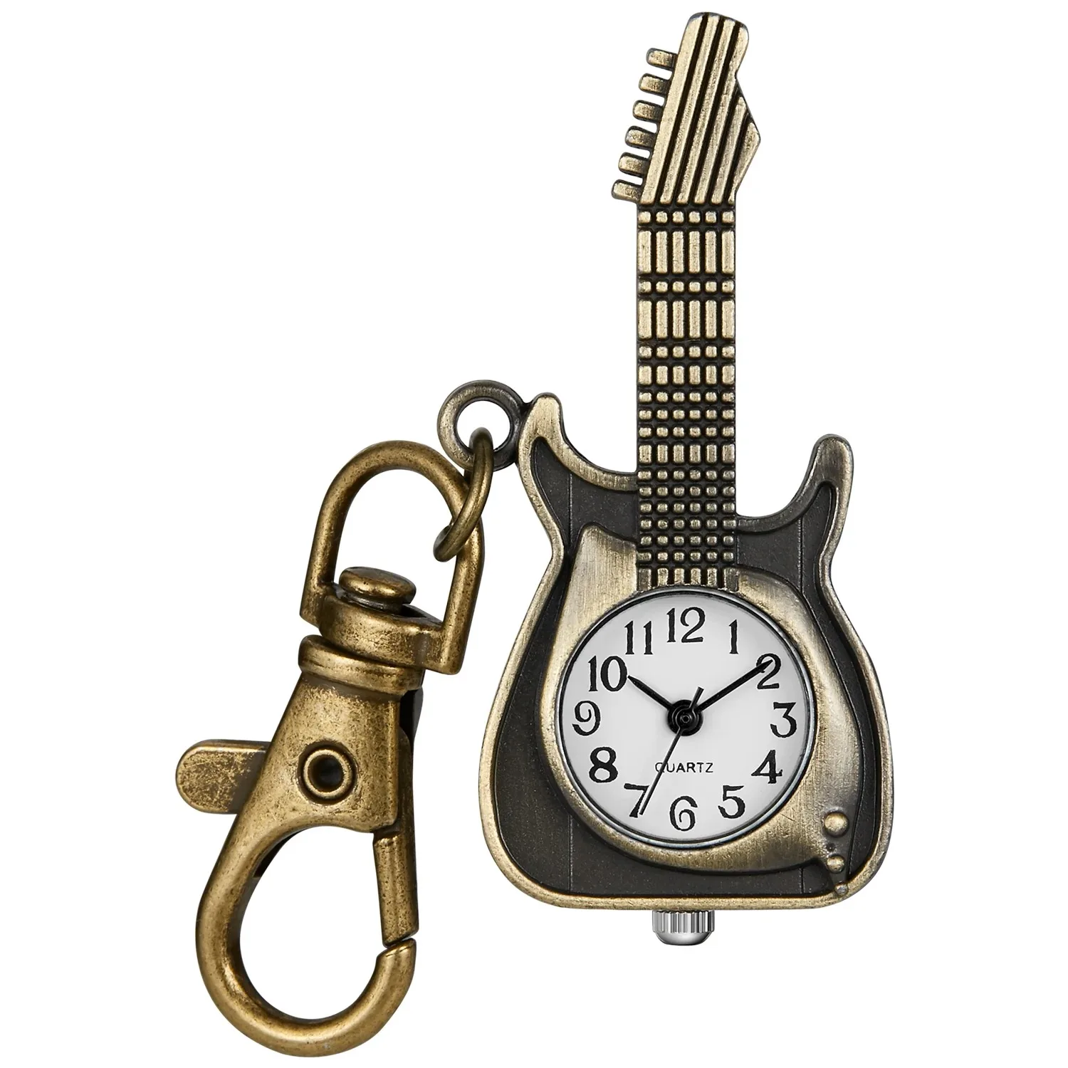 تصميم جيتار صغير لطيف ساعة جيب كوارتز للأطفال هدايا خمر المفاتيح قلادة ساعة هدايا رائعة للنساء الرجال