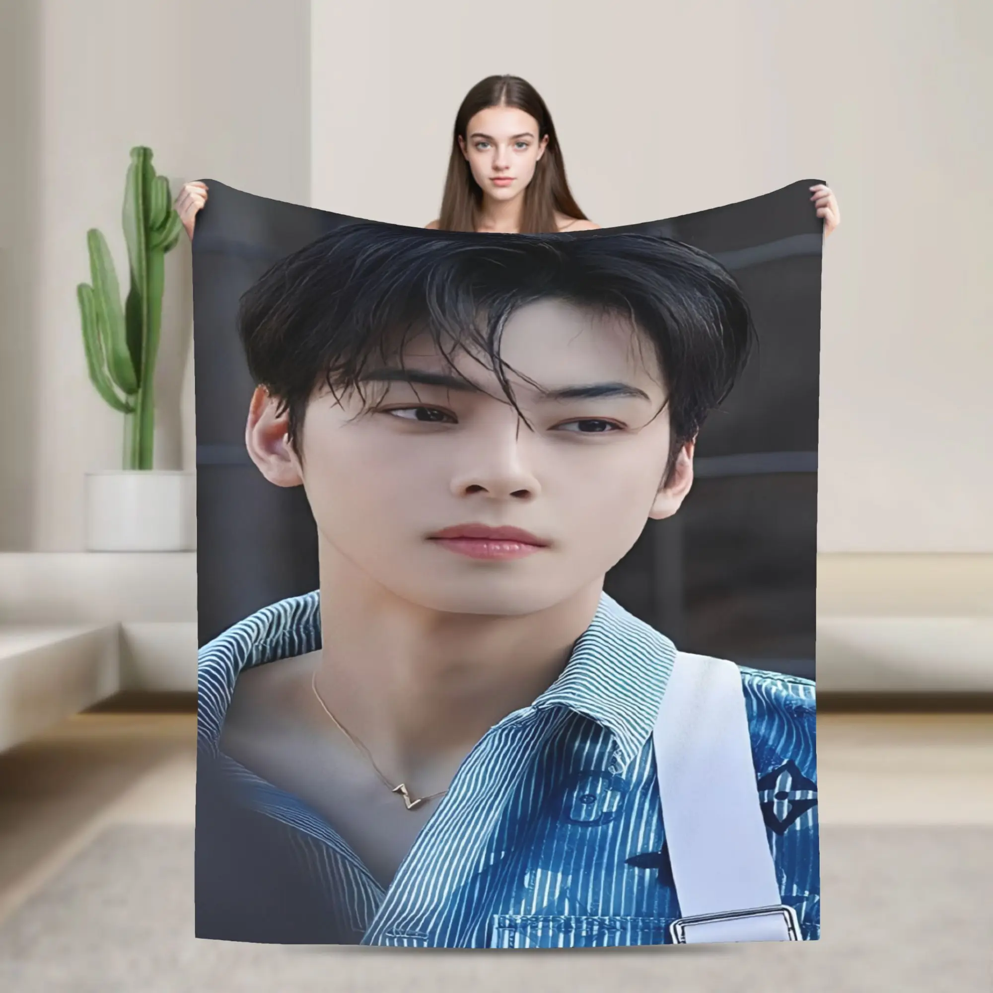 Stylish CHA EUN WOO kpop ASTRO idol Blankets Lightweight Thin Fleece  Cozy Throw Blanket Machine Washable