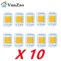Chip LED COB de 10 uds, 220V, 10W, 20W, 30W, 50W, sin necesidad de controlador, cuentas de lámpara LED para foco de luz de inundación, iluminación artesanal
