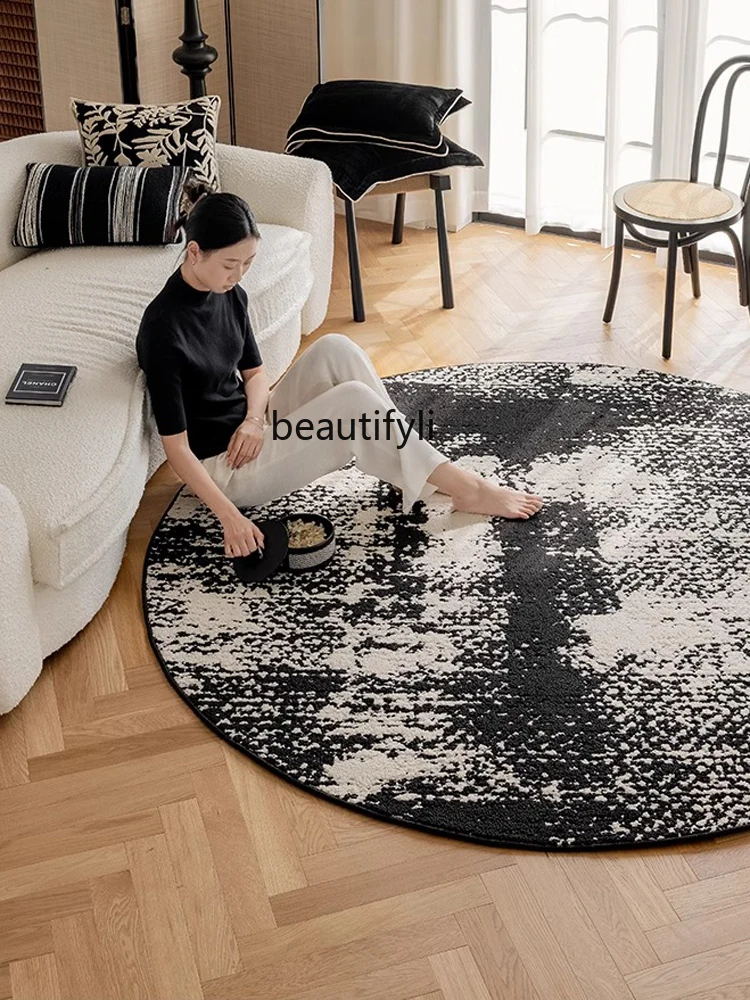 Waterproof and anti-fouling round diatom silk living room bedroom carpet cloakroom light luxury style bedside blanket