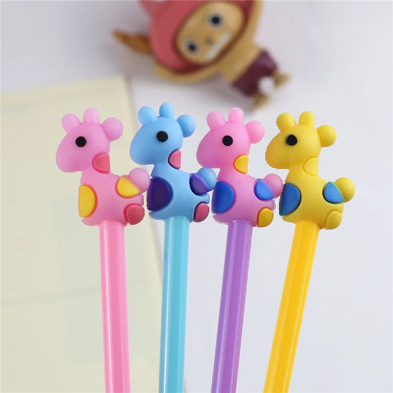 24 Pcs Wholesale Cute Cartoon Gel Pen Lettering Fawn Student Pen Learning Stationery Supplies Needle Refill Black ink