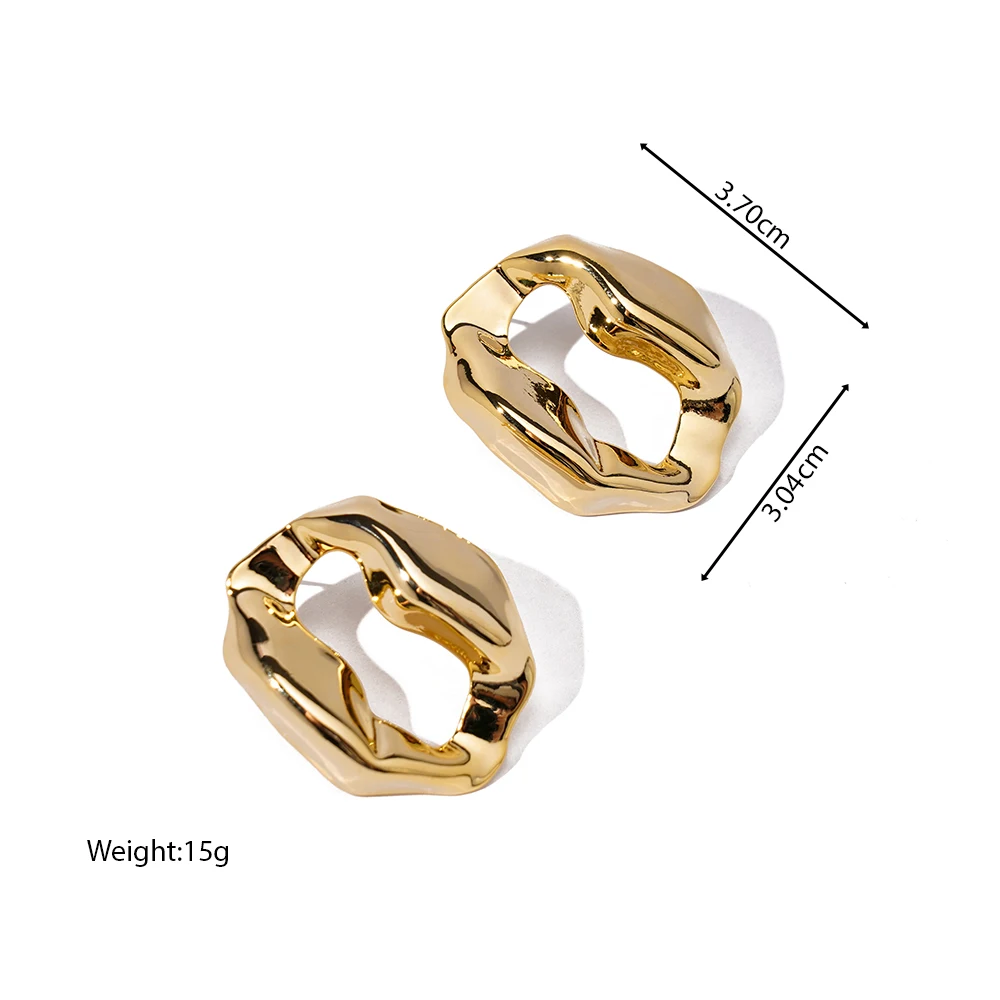 Round Hollow Metal Design Personality Fashion Jewelry Earrings Waterproof And Colorfast Accessories Ear Studs