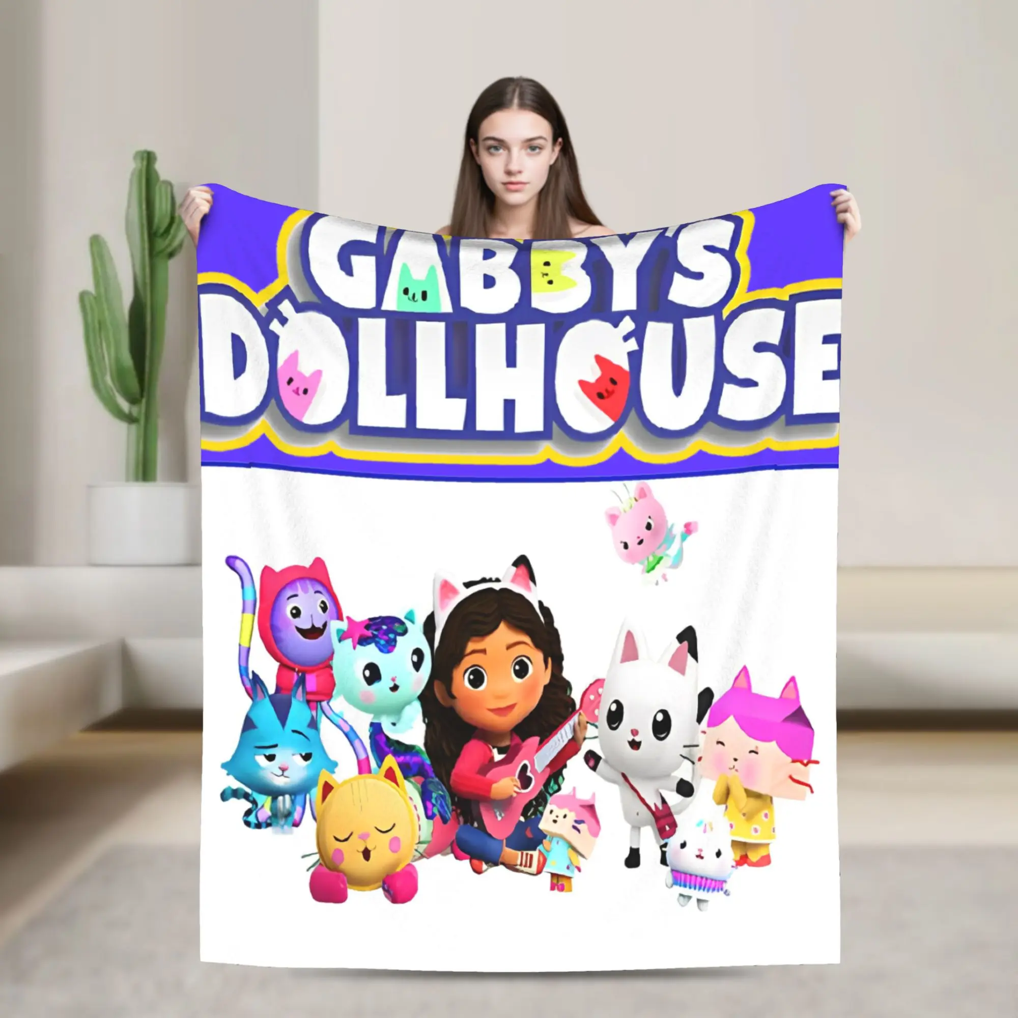 

Одеяла с персонажами кукольного домика Габби, детские милые одеяла с героями мультфильмов, новинка 2024, флисовые мягкие одеяла для дома, ресторана, лета