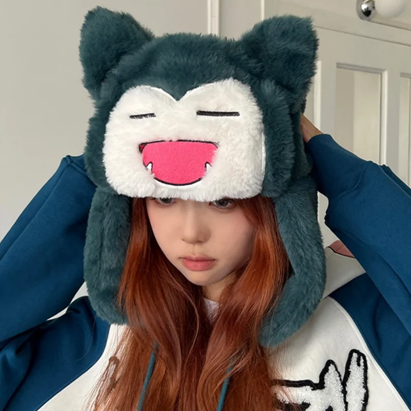 Pokemon's Snorlax Gengar Hat Ski Windbreak Hats Anime Cosplay Cap Outdoors By Bike Caps Cartoon Winter Keep Warm Festival Gift view 2