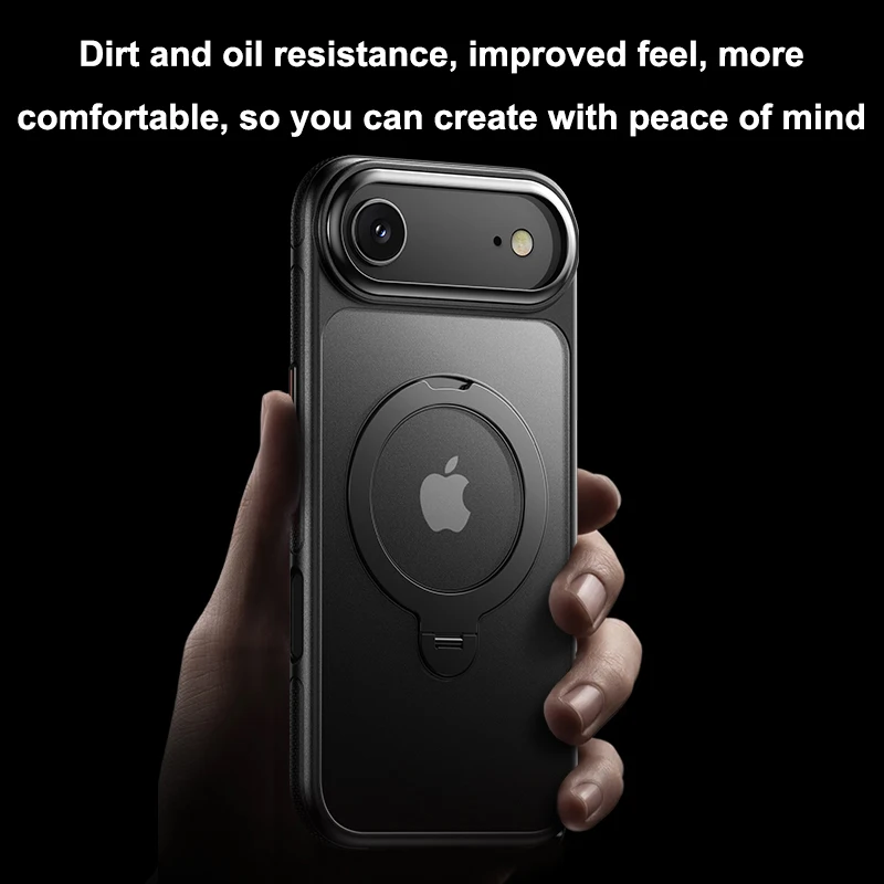 KEYSION 360° °   Obrotowy magnetyczny pierścień stojący etui MagSafe do iPhone 17 17 Air Matowe Przezroczyste Odporne na Wstrząsy Plecki Telefonu — zdjęcie produktu 3