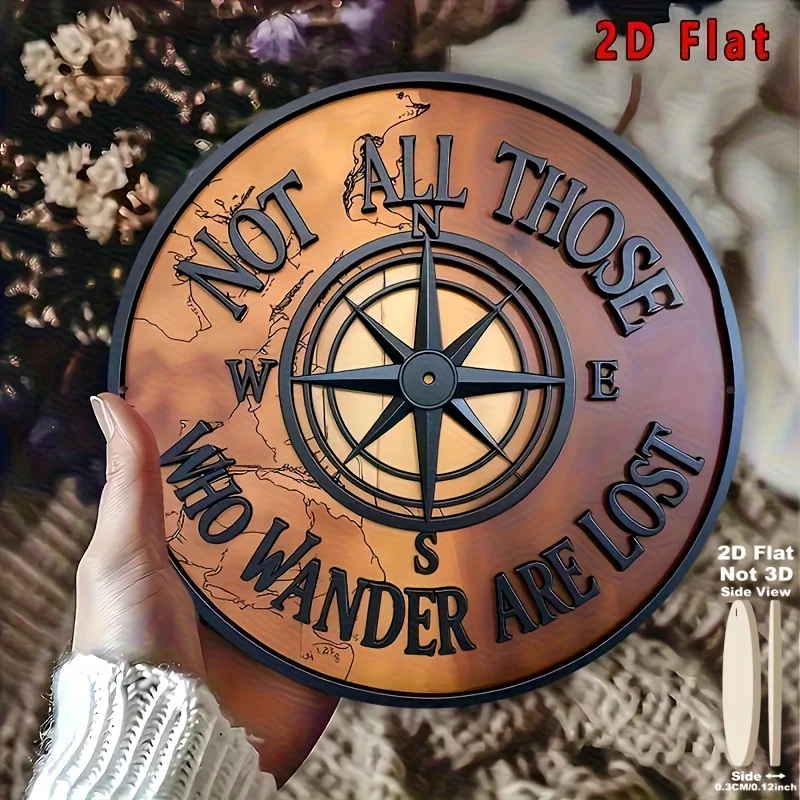 Decoración de pared con diseño de rosa de los vientos retro, decoración de madera, adecuada para sala de estar, entrada y cabaña pequeña