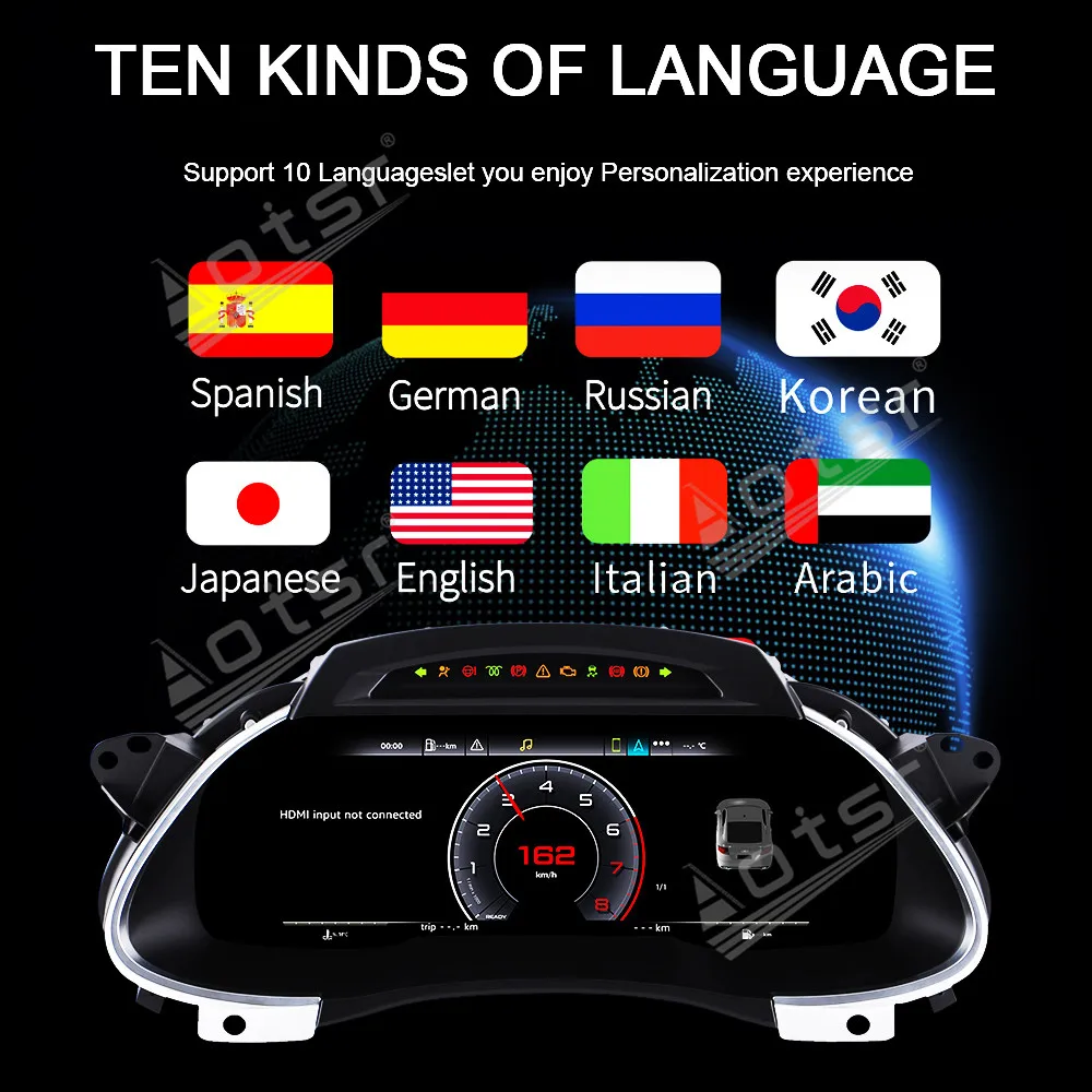 Panel Instrumen Digital 12.3 Inci Linux Plug and Play Untuk Audi A4 2009~2012, Speedometer, Meter, Kluster Instrumen Virtual, Kokpit