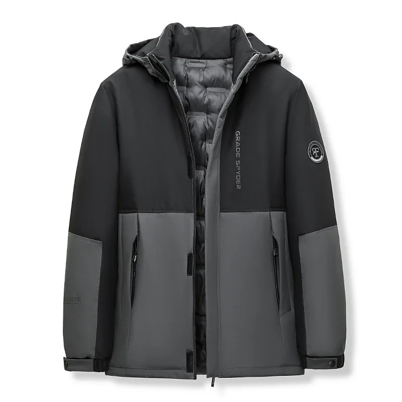 Men's Thickened Fleece Cotton-Padded Jacket for Winter Outdoor Sports Hooded Versatile Business Casual Workwear Warm