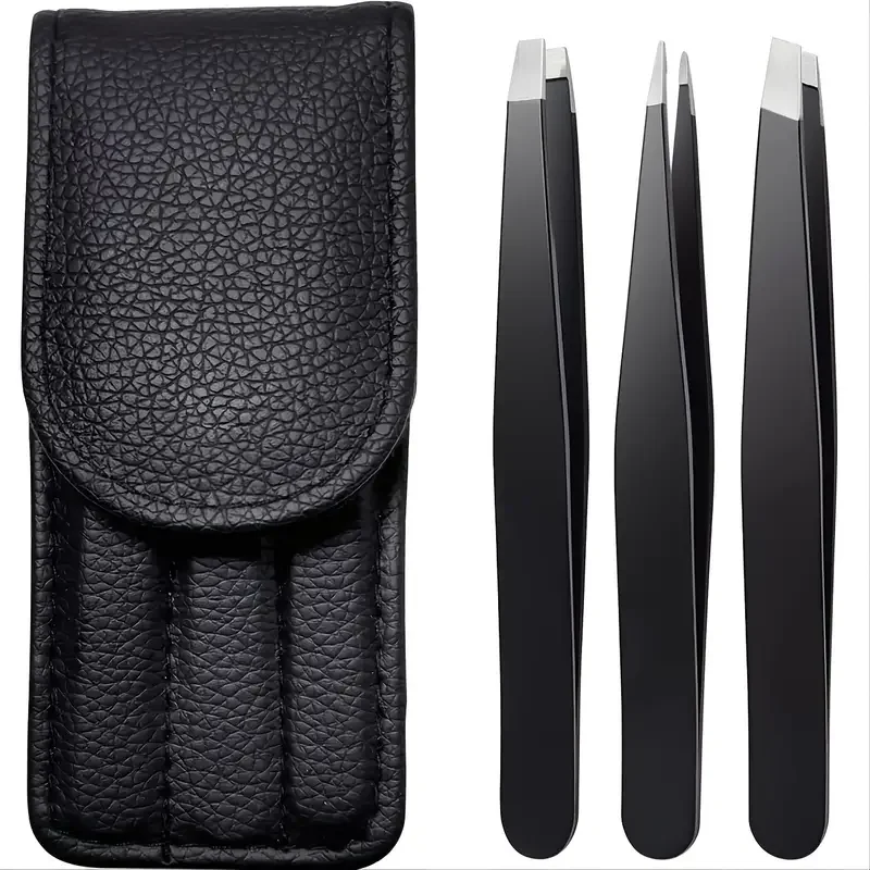 1/3Piece  Premium Stainless Steel Eyebrow Tweezers Set Precision Sharp Flat/Slant/Pointed Tip Tweezers for Body