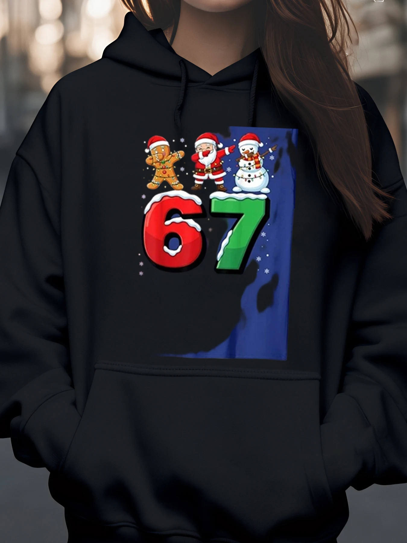 

Рождественский пряничный Санта-Снеговик 67, толстовка с принтом, праздничная одежда для женщин