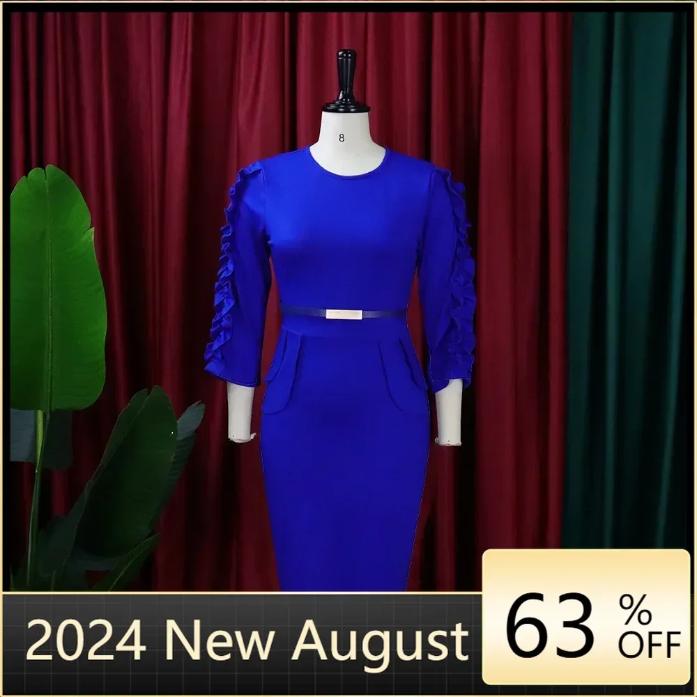 

2024 Autumn Fashion Style African Women Solid Color Dress African Dresses for Women African Clothing