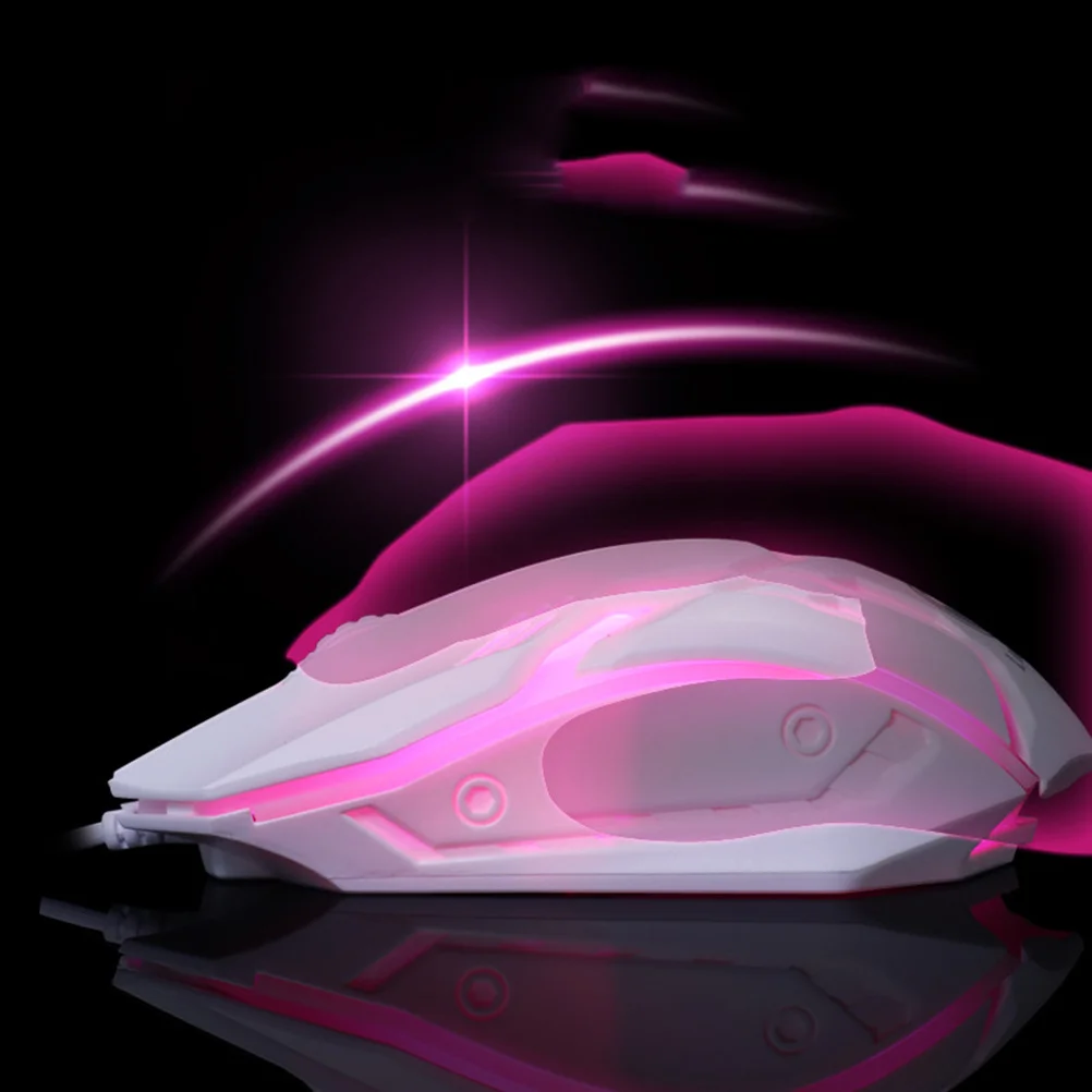 USB Wired White Backlit Gaming Mouse Ergonomic Long-Time Use Accurate Operation Computer Mouse for Home Dorm Laptop