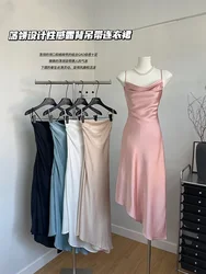 Women's Pink A-line Long Dress Elegant Sleeveless Off Shoulder Dress Vintage 90s Y2k Party Club One Piece Frocks 2000s Clothes