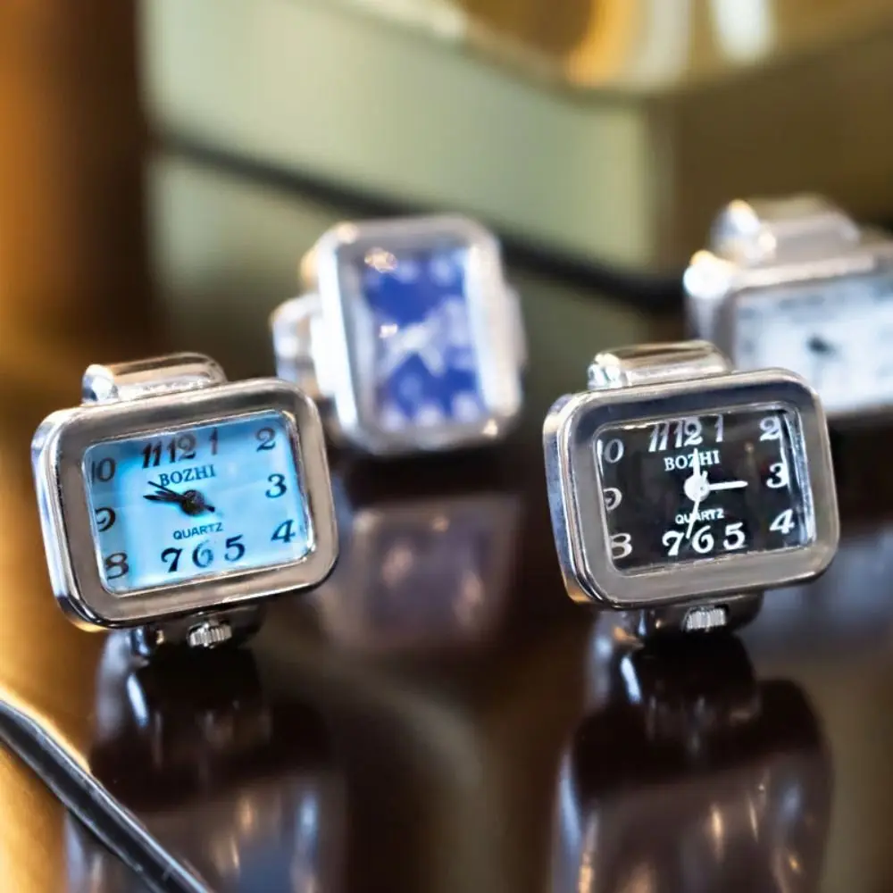 

New Jewelry Clock Fashion Ring Watch Round Quartz Finger Rings Elastic Stretchy Rings Digital Watch